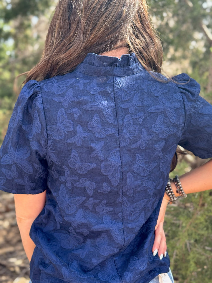 Butterfly Kisses Navy Top