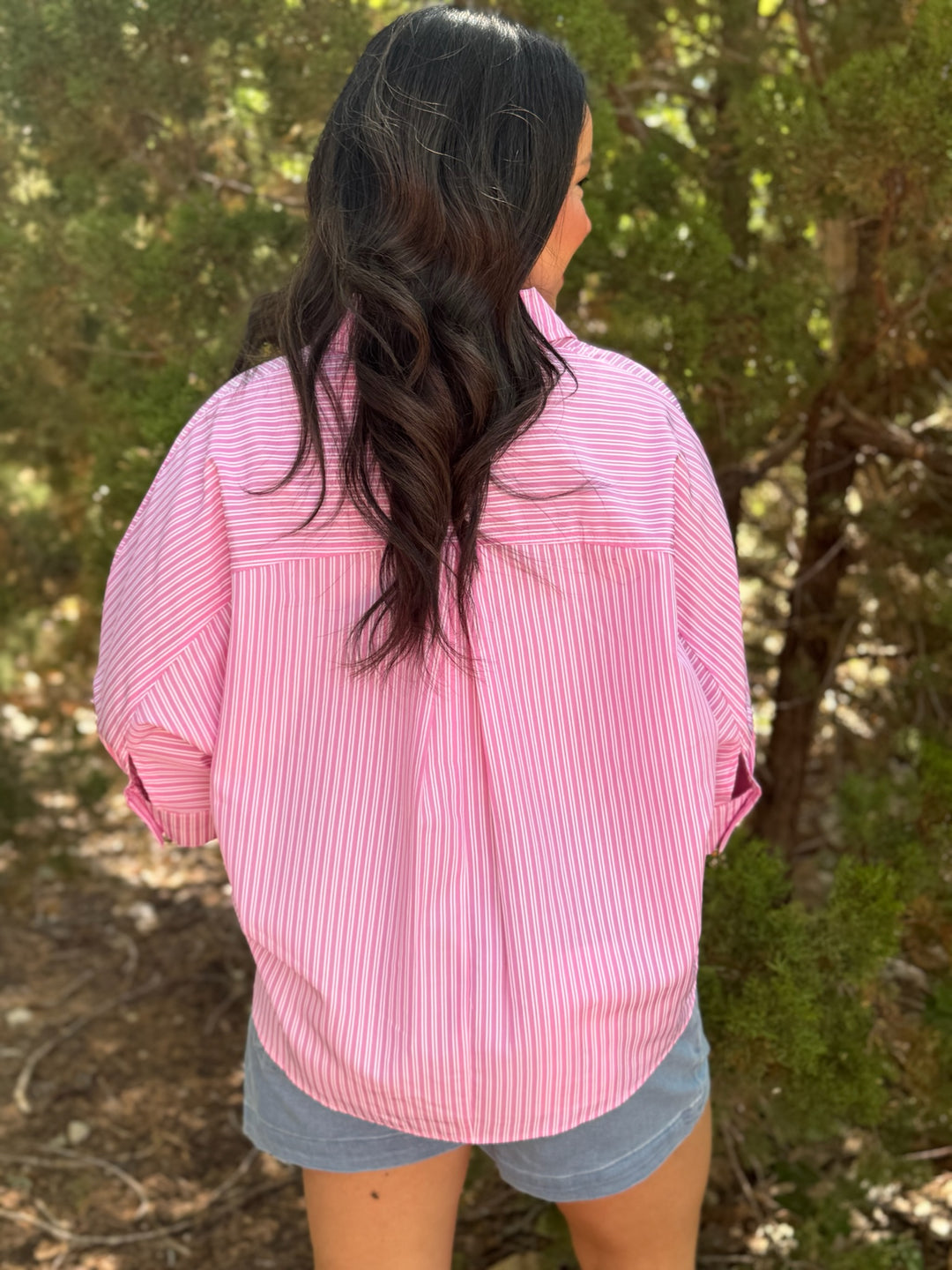 Pink & White Dolman Sleeve Top