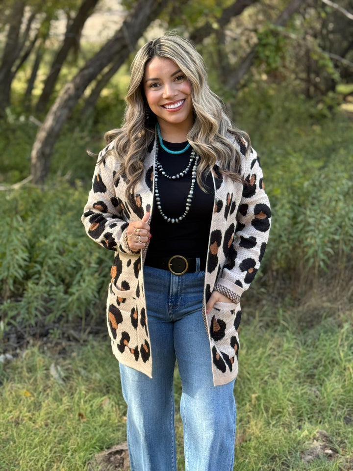 Michelle Leopard Cardigan