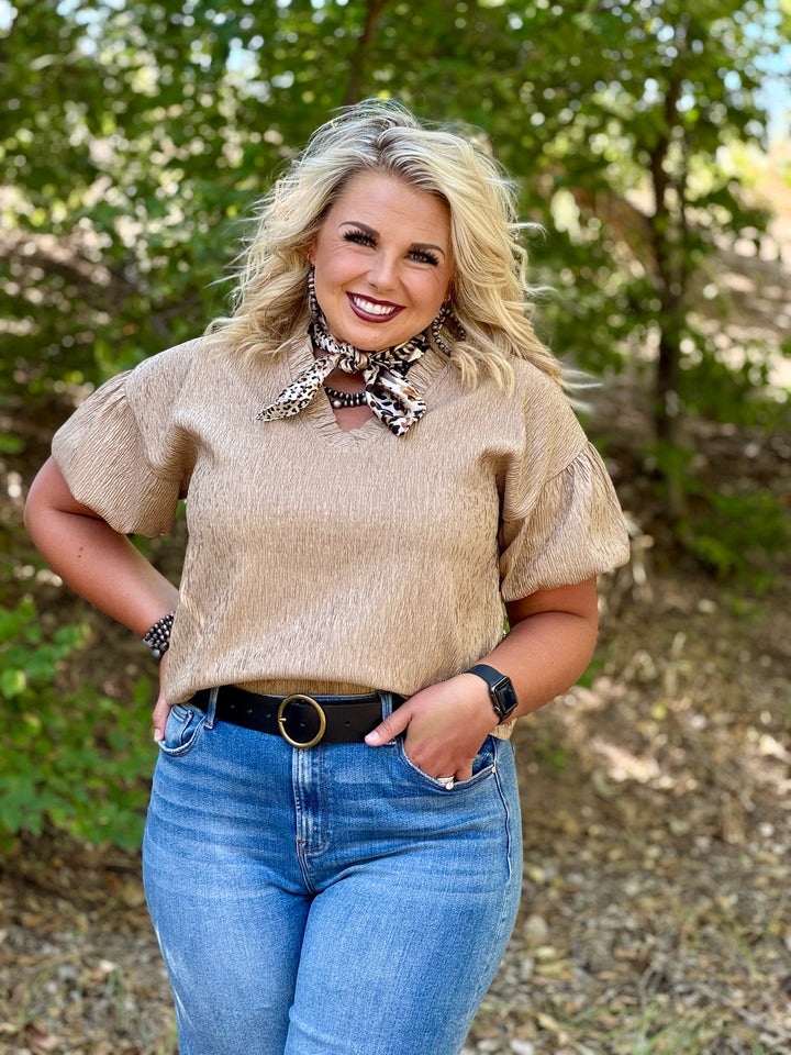 Monroe Gold V-Neck Top