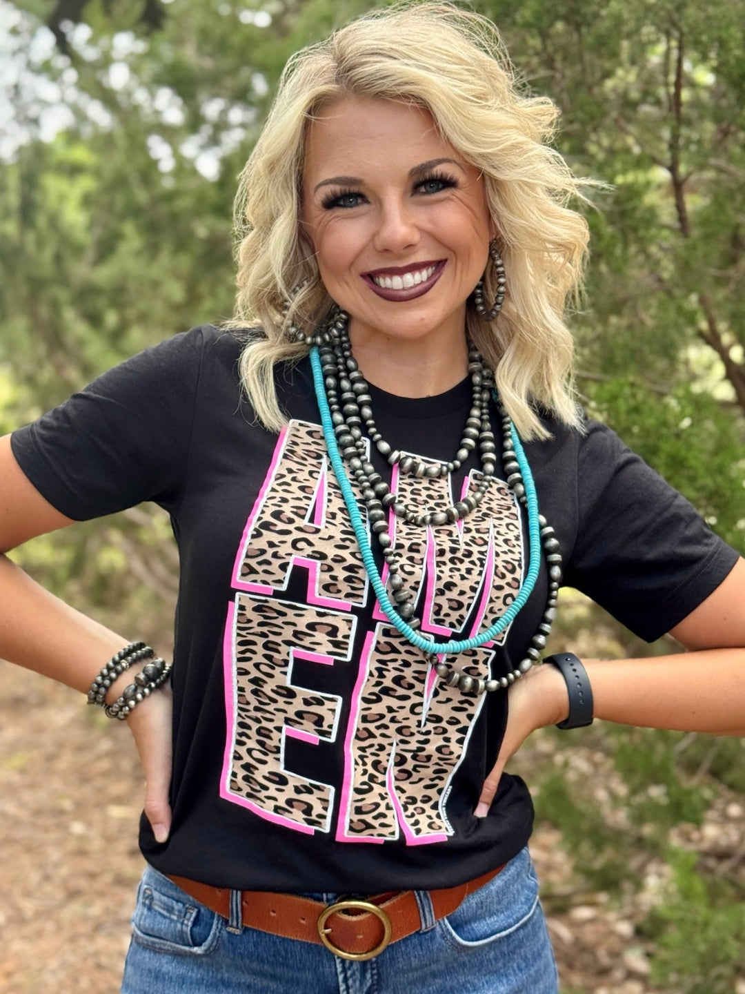 Leopard AMEN Graphic Tee by Texas True Threads
