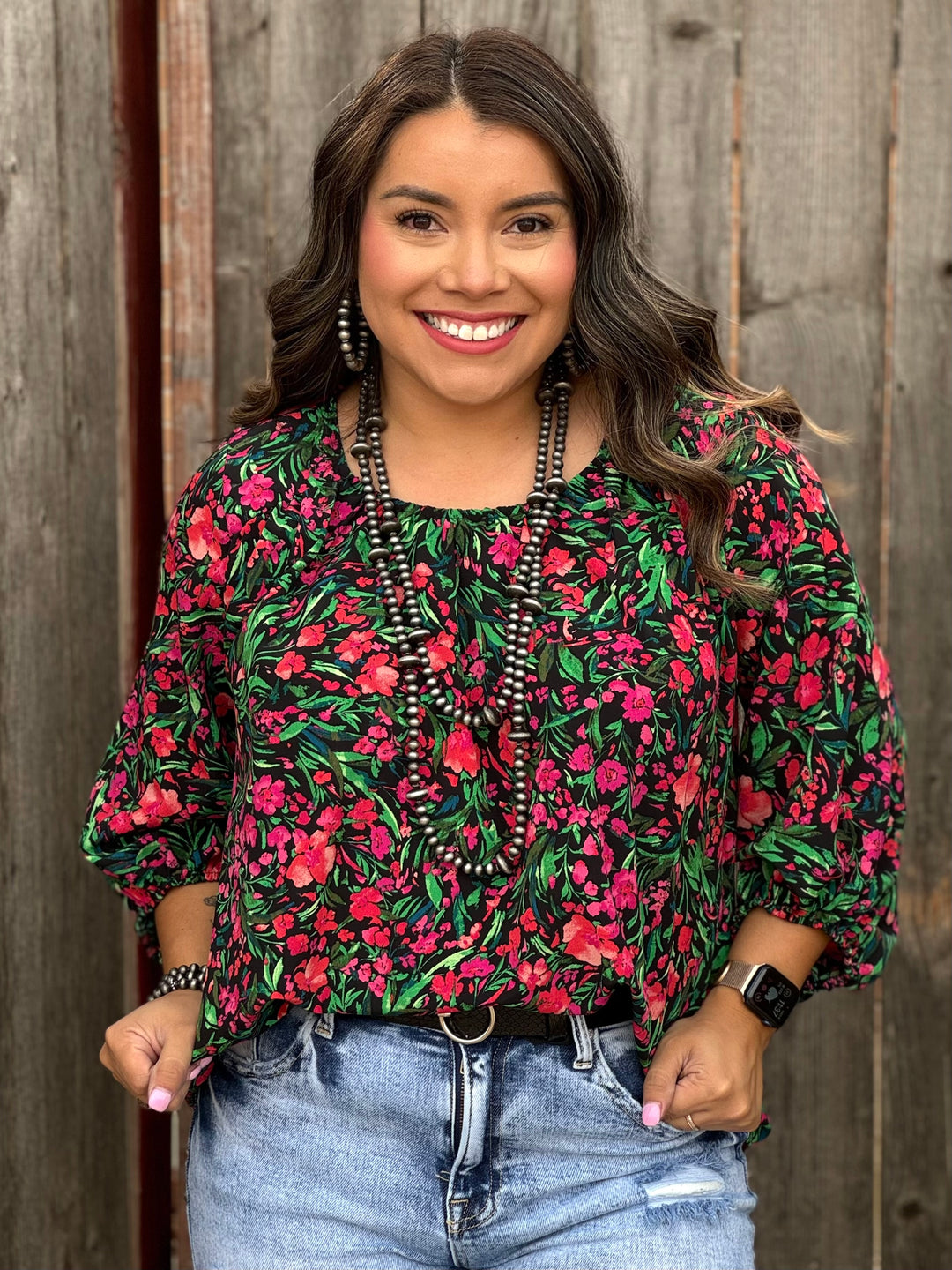 Zeta Black Floral Blouse