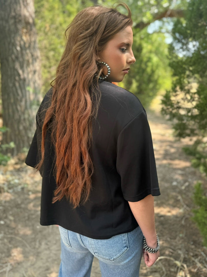 Sharon Black Scuba Knit Top