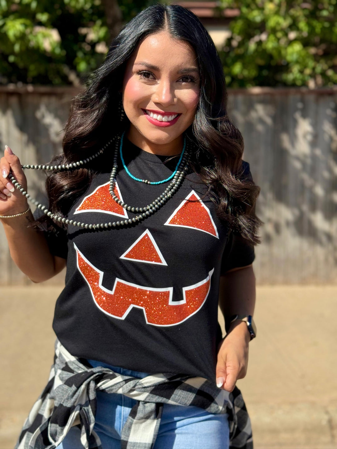 Glitter Jack O' Lantern Graphic Tee by Texas True Threads