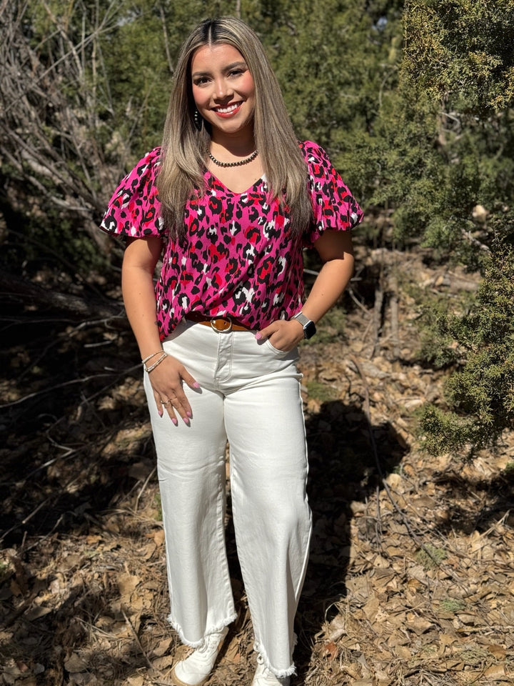 Wynslee Cream Tummy Control Wide Leg Jean