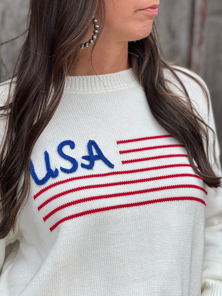 USA White Sweater