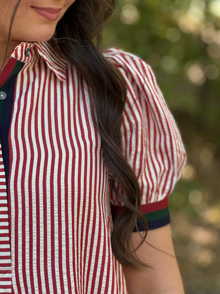 Erica Brick Striped Dress