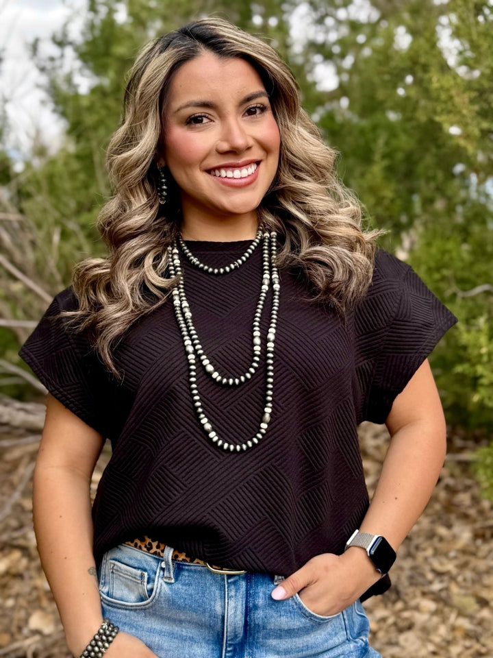 Nova Black Textured Top