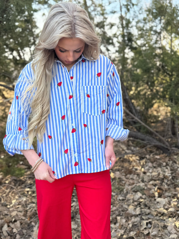 Very Berry Blue Striped Top