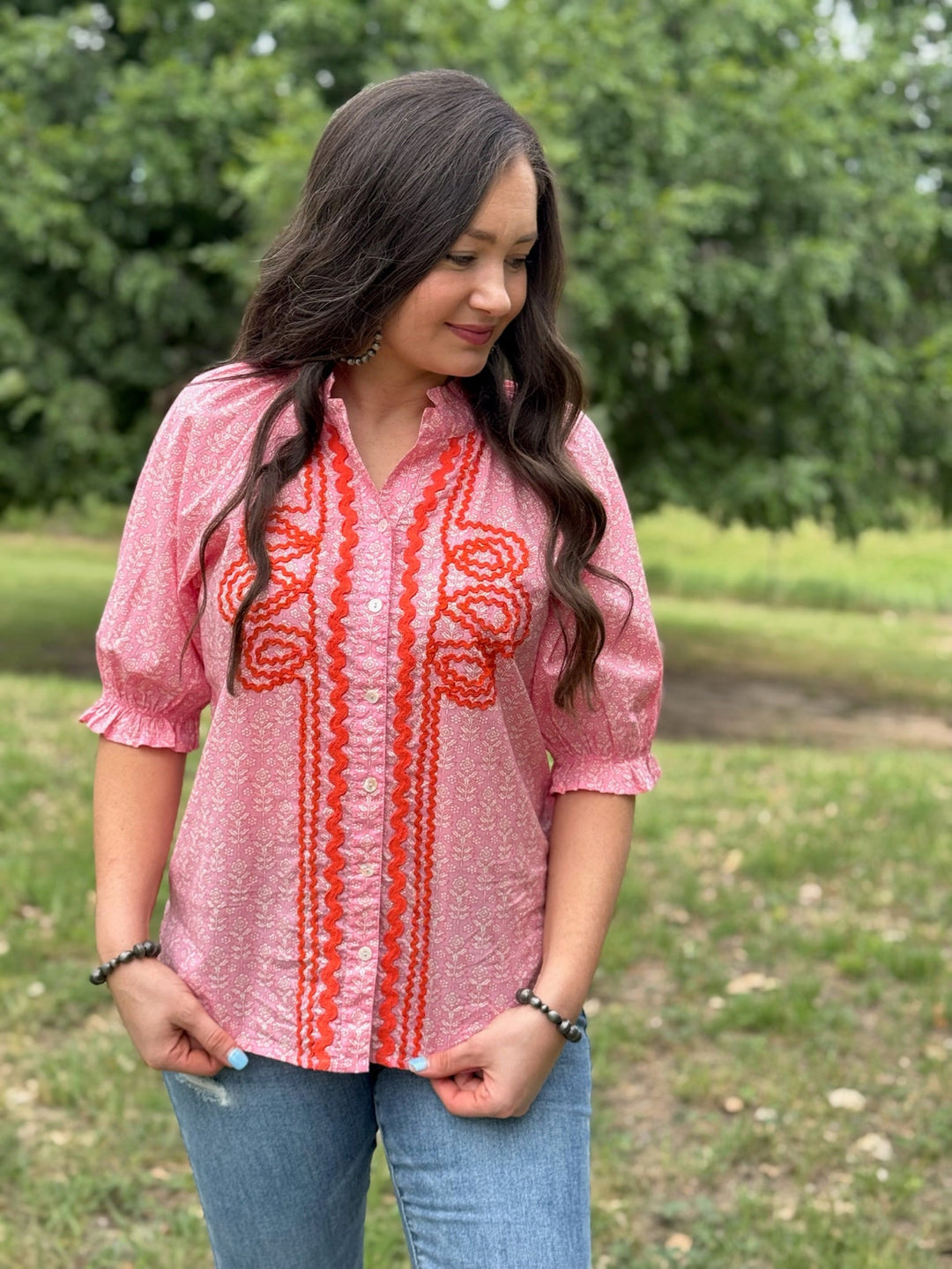 Flowers Everywhere Pink Floral Top by Sister Mary