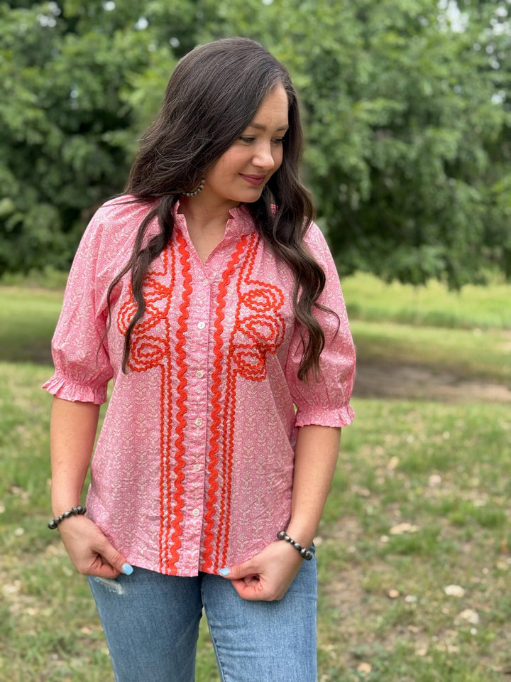 Flowers Everywhere Pink Floral Top by Sister Mary