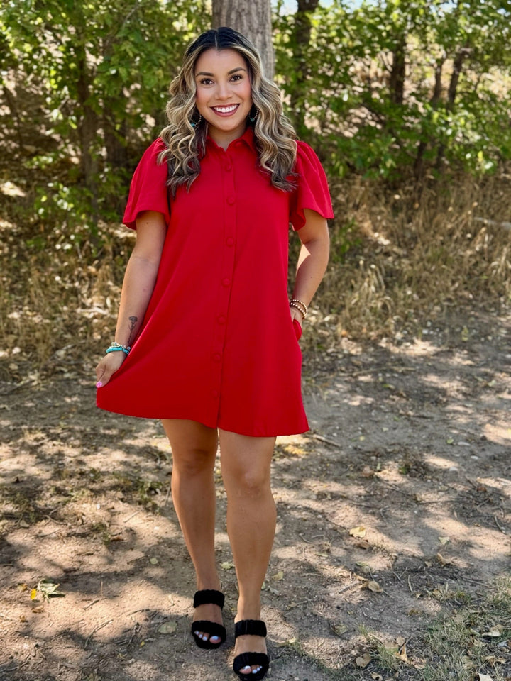 Lana Red Button Down Dress