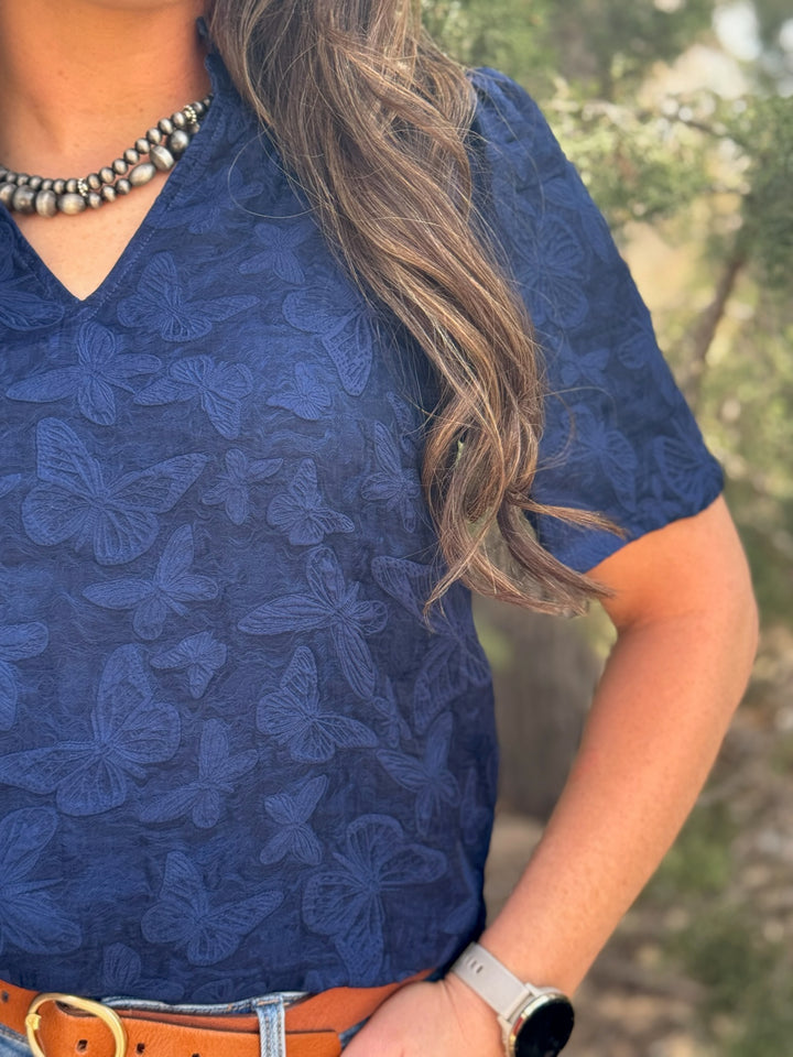 Butterfly Kisses Navy Top