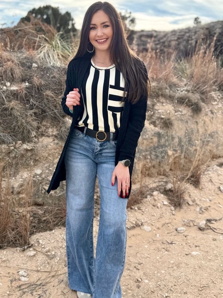 Skyler Black Cable Knit Cardigan