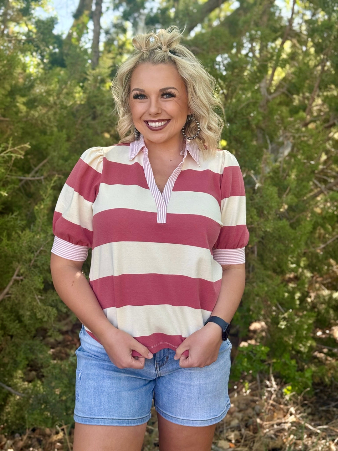Juliette Mauve Striped Top