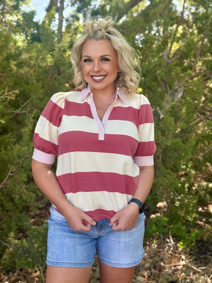 Juliette Mauve Striped Top