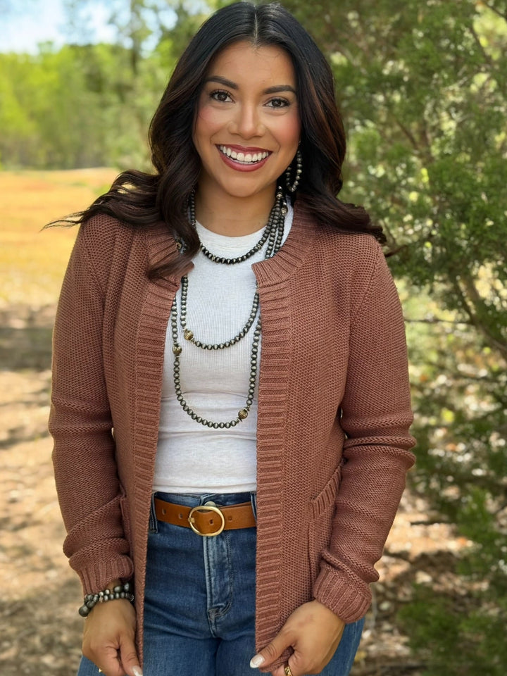 Luisa Rust Open Front Cardigan