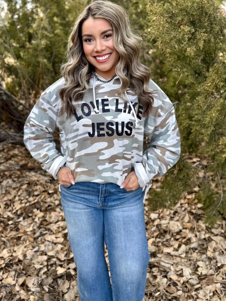 Love Like Jesus Camo Hooded Sweatshirt by Texas True Threads