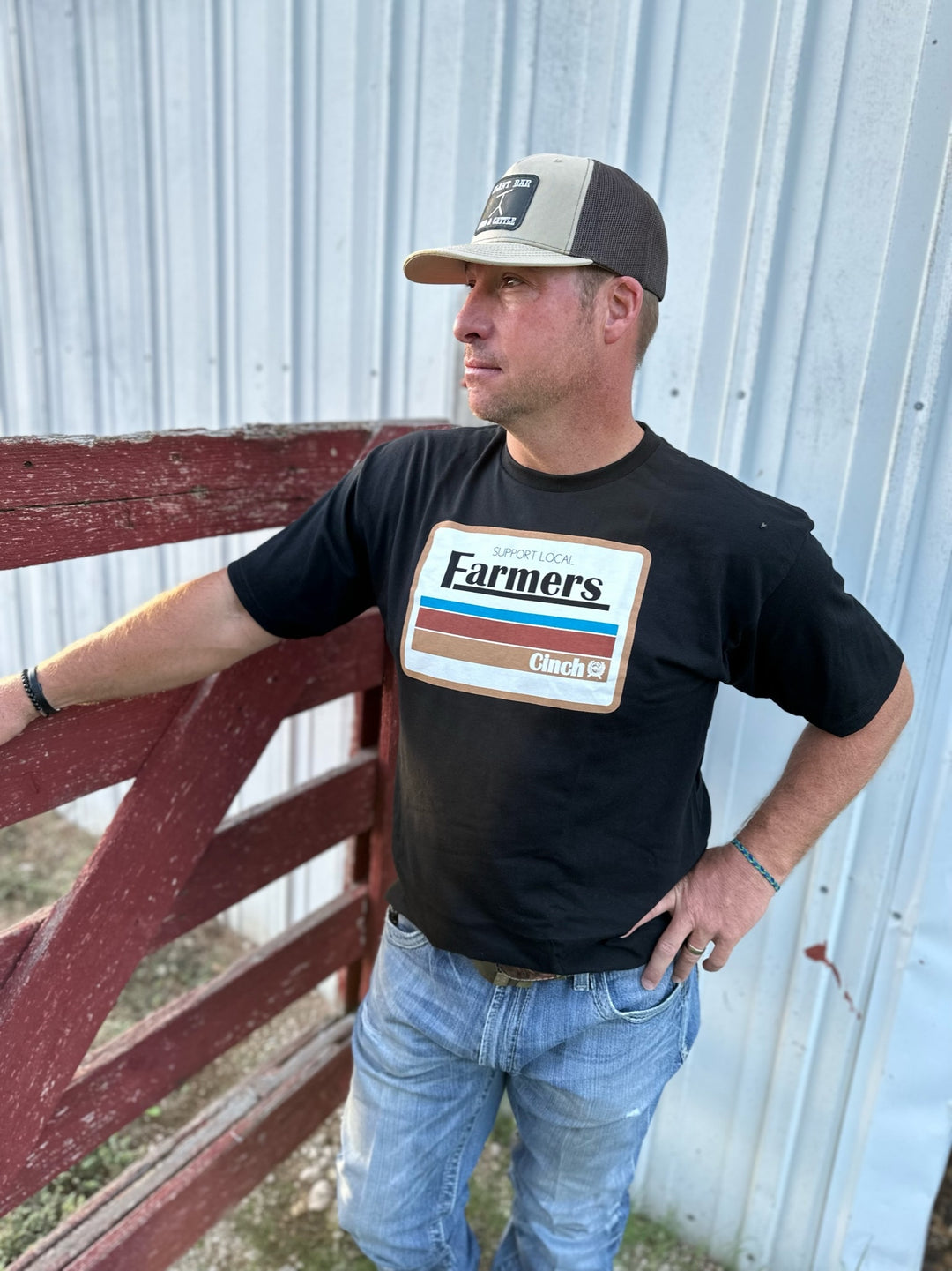 Support Local Farmers Black Graphic Tee by Cinch