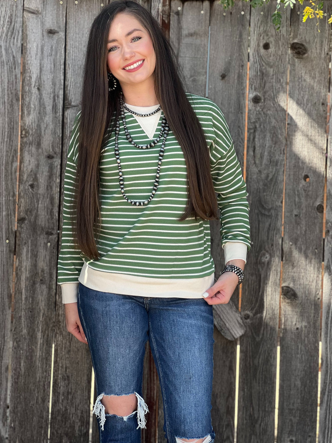 Loni Cream Striped Top