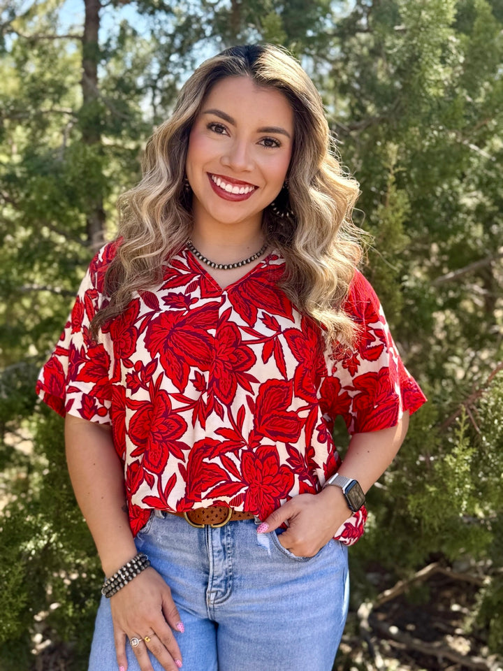 Aster Floral V-Neck Top