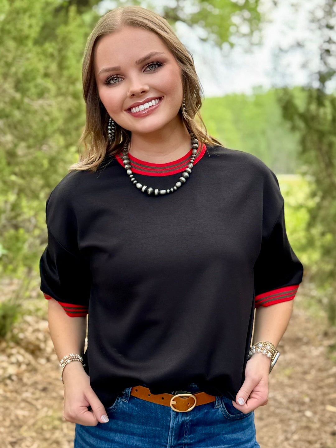 Linah Contrast Black Top