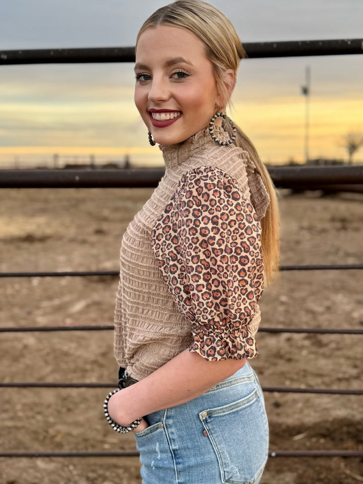 Corrin Leopard Sleeve Top