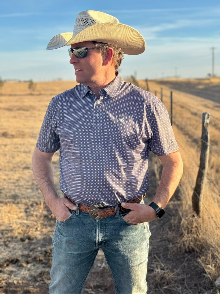 Reid Black Geo Print Polo by Ariat