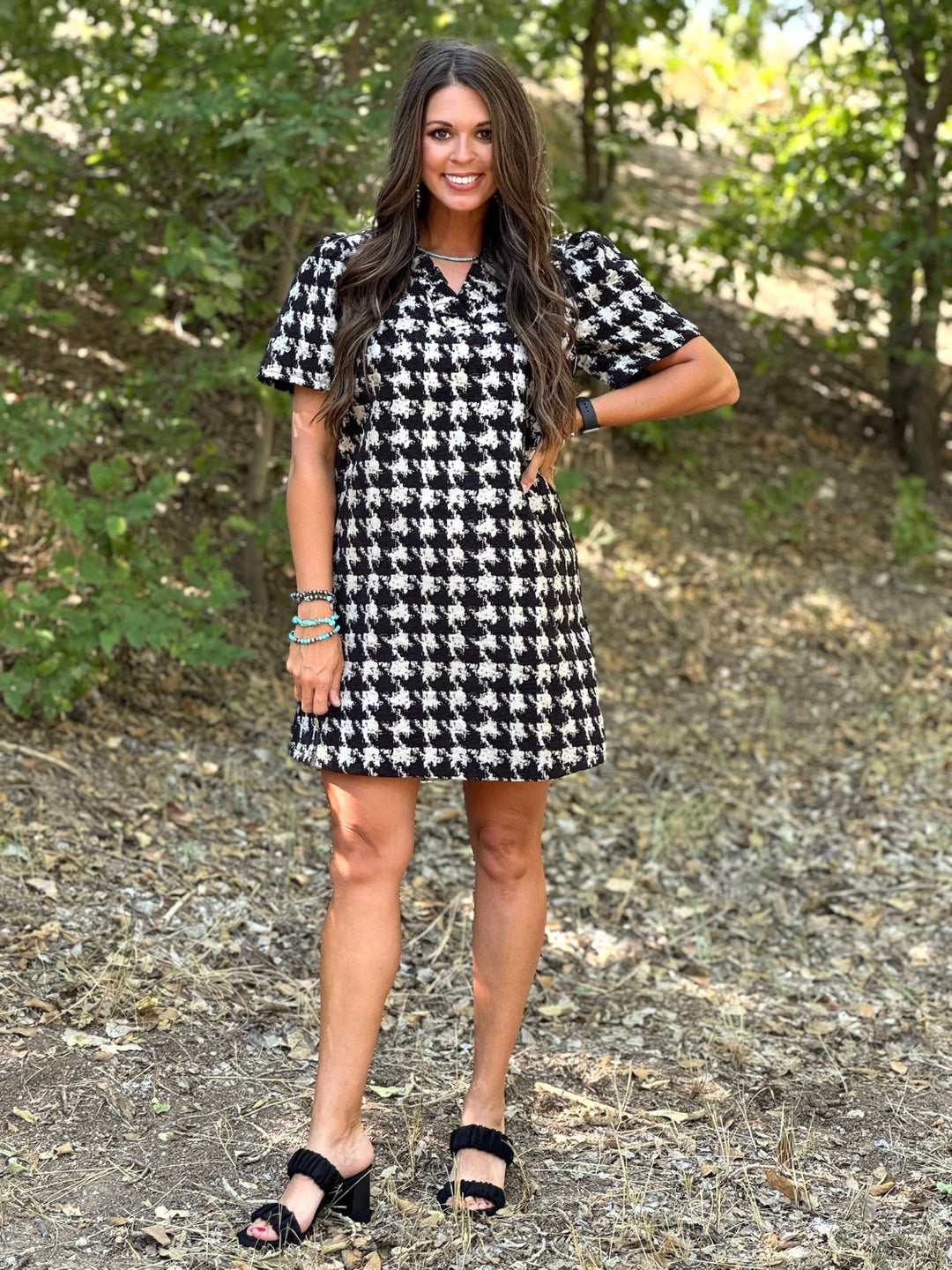 Marissa Houndstooth Print Dress