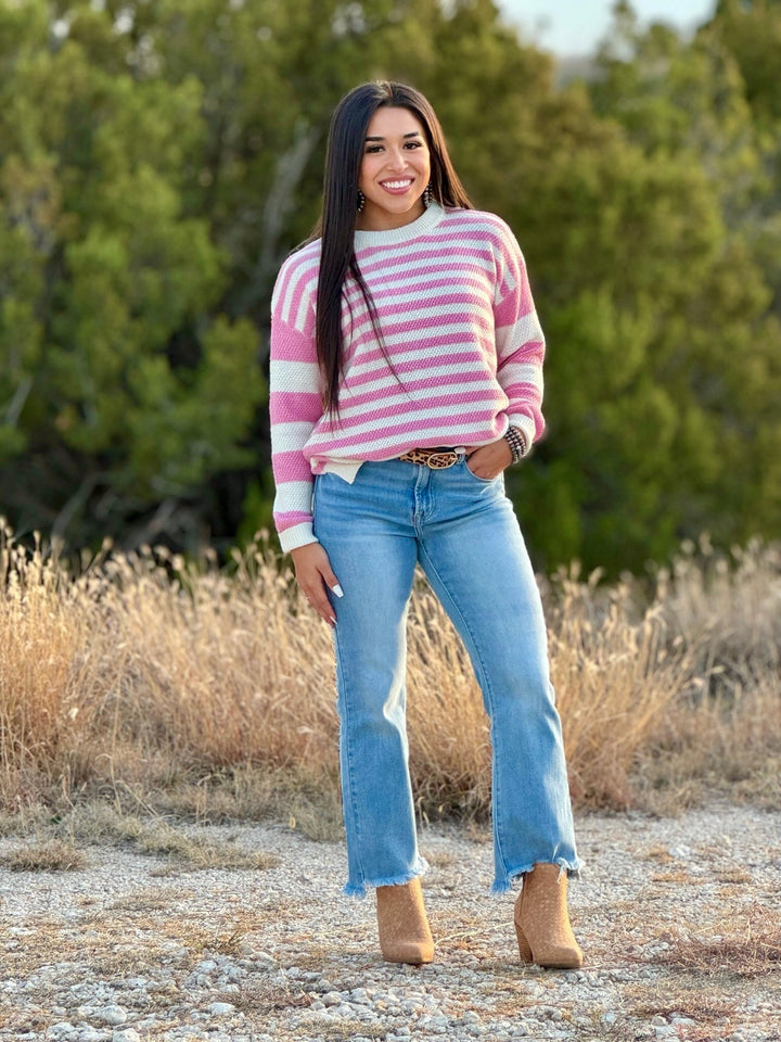 Robbie Pink & Cream Striped Sweater