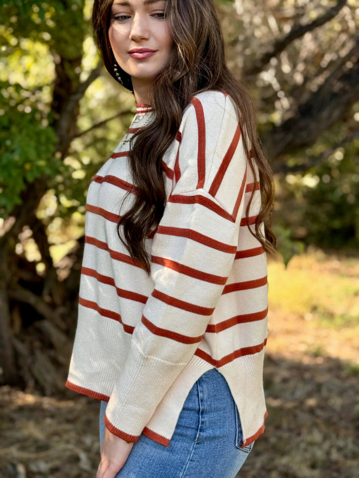 Jaylee Cream & Rust Sweater