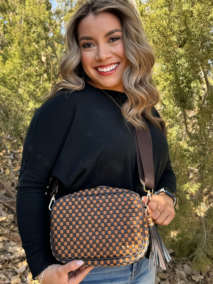 Woven Willow Camera Crossbody Bag