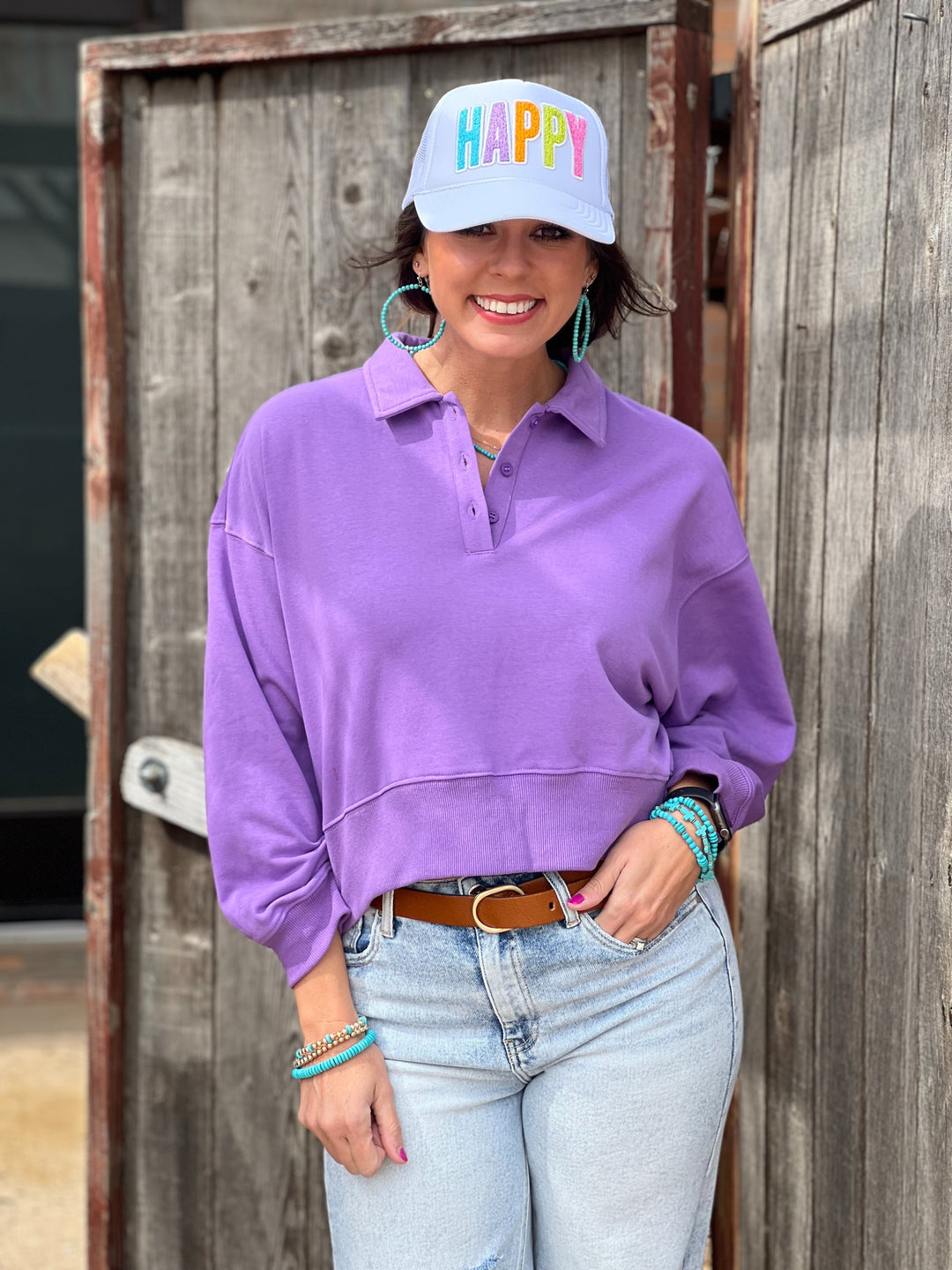 Janis Purple Collared Pullover