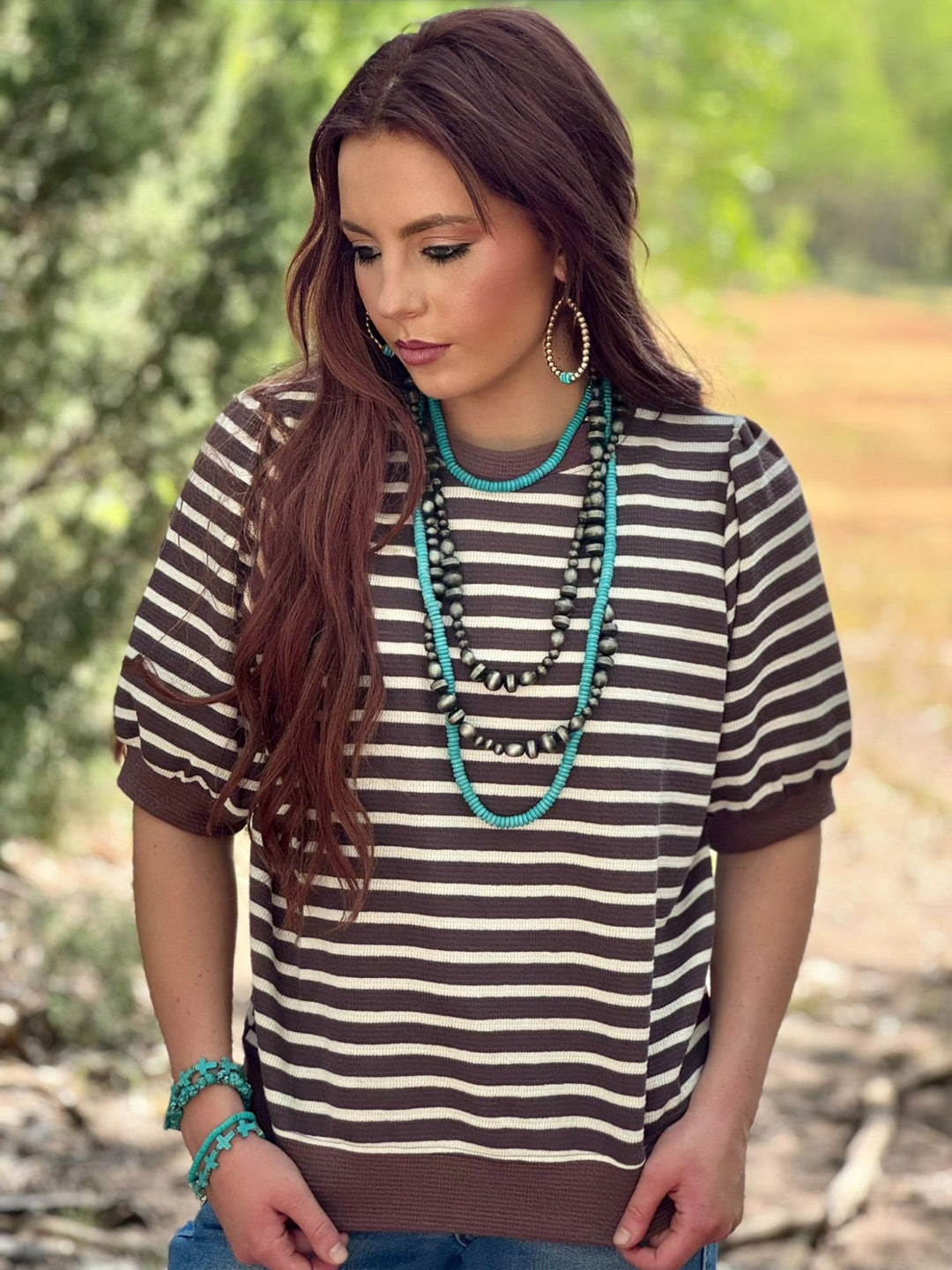 Belinda Brown Striped Top