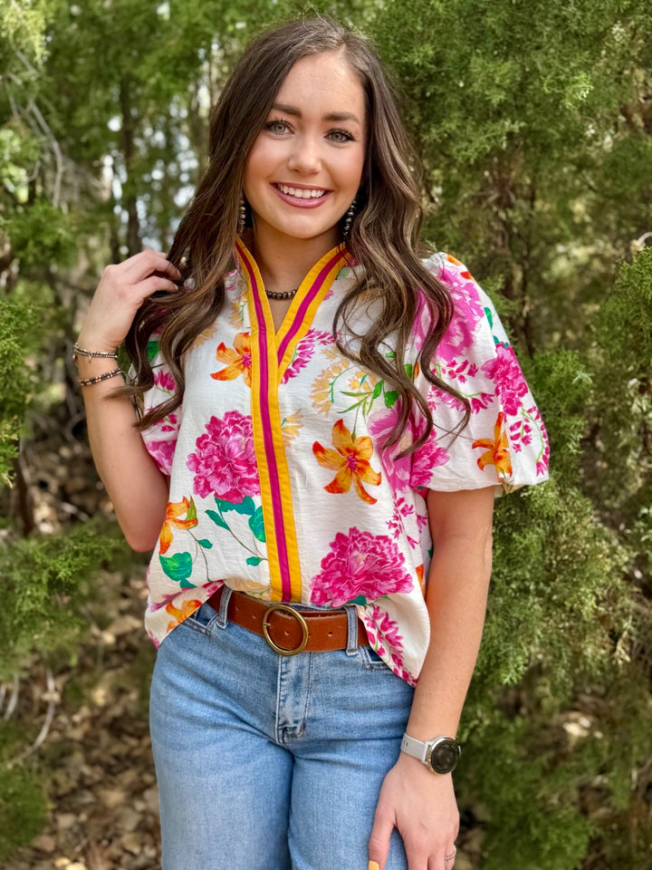 Time Stands Still Pink Floral Top