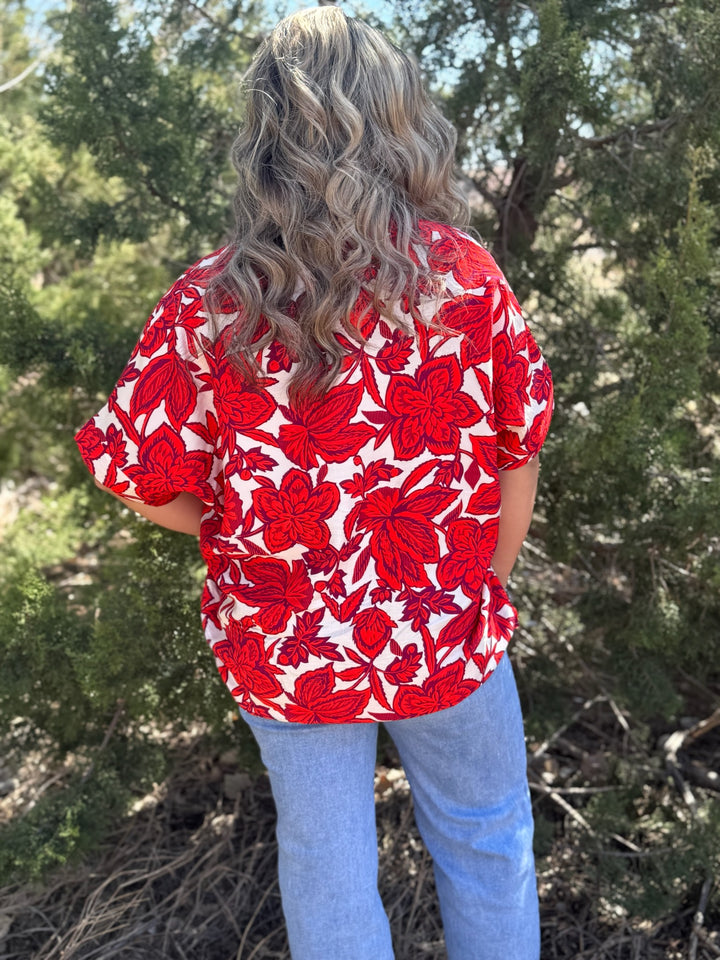 Aster Floral V-Neck Top