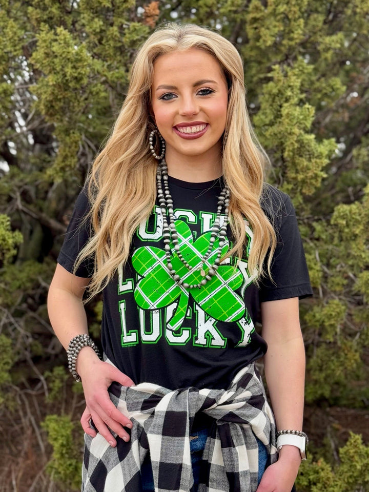 Lucky Plaid Graphic Tee by Texas True Threads