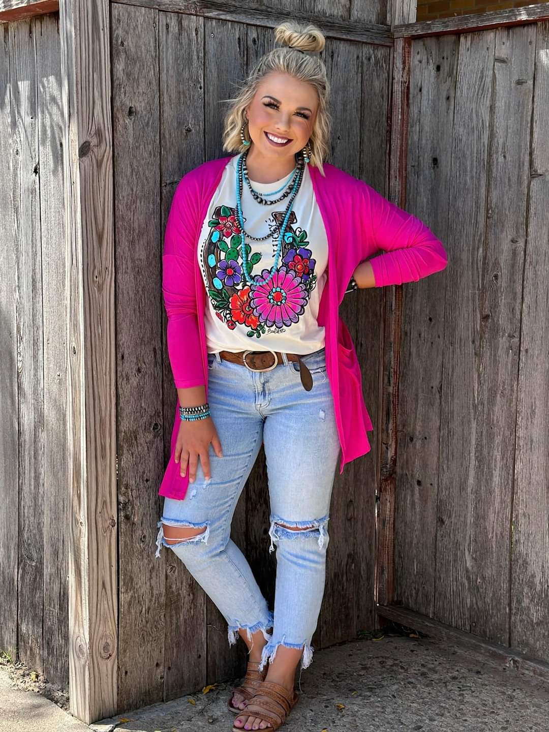 Poppin' Pink Cardigan by Texas True Threads