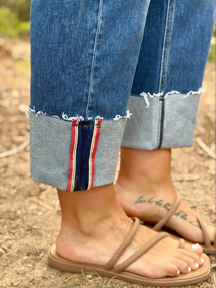 Simone Mid Rise Crop Cuffed Jeans by Risen