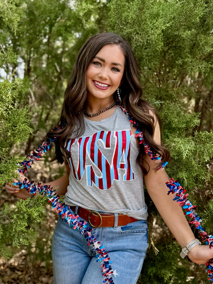 Striped USA Graphic Tee by Texas True Threads