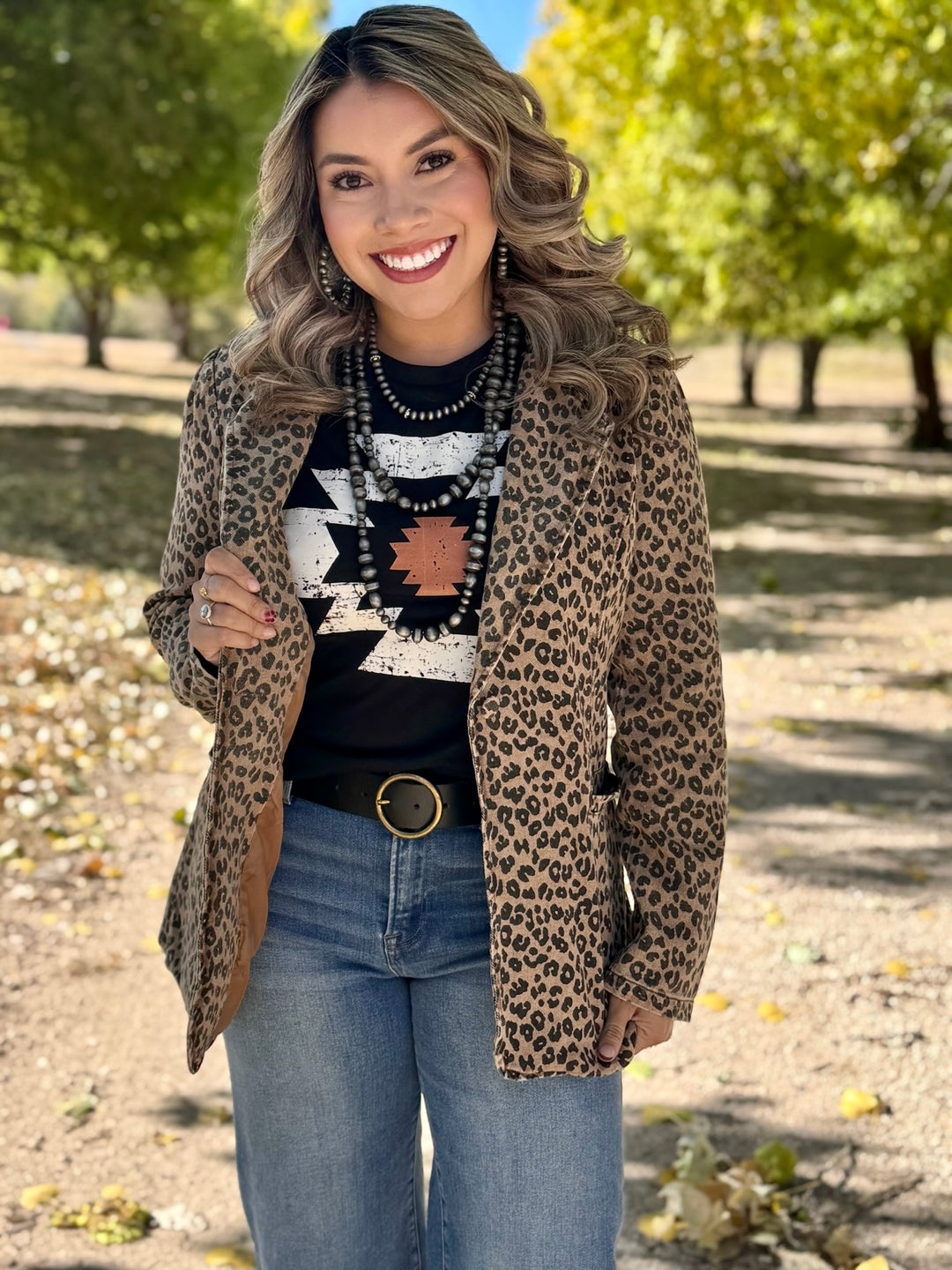 Dolly Denim Leopard Blazer