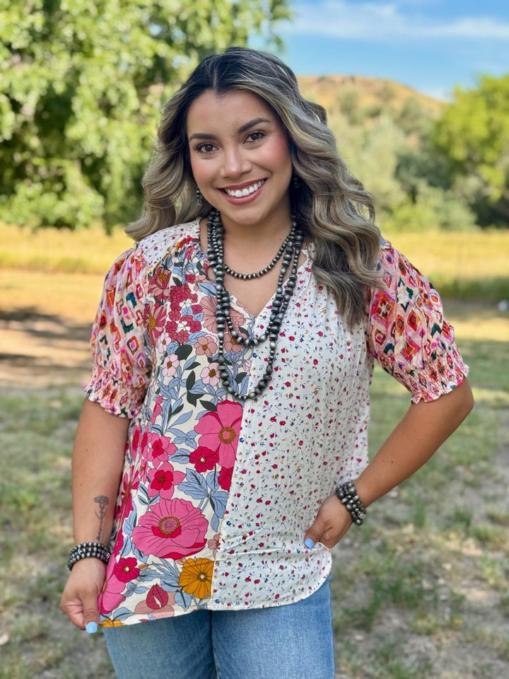 Beverly Floral Peasant Sleeve Blouse