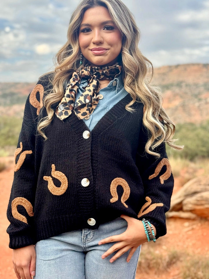 Miranda Black Horseshoe Cardigan