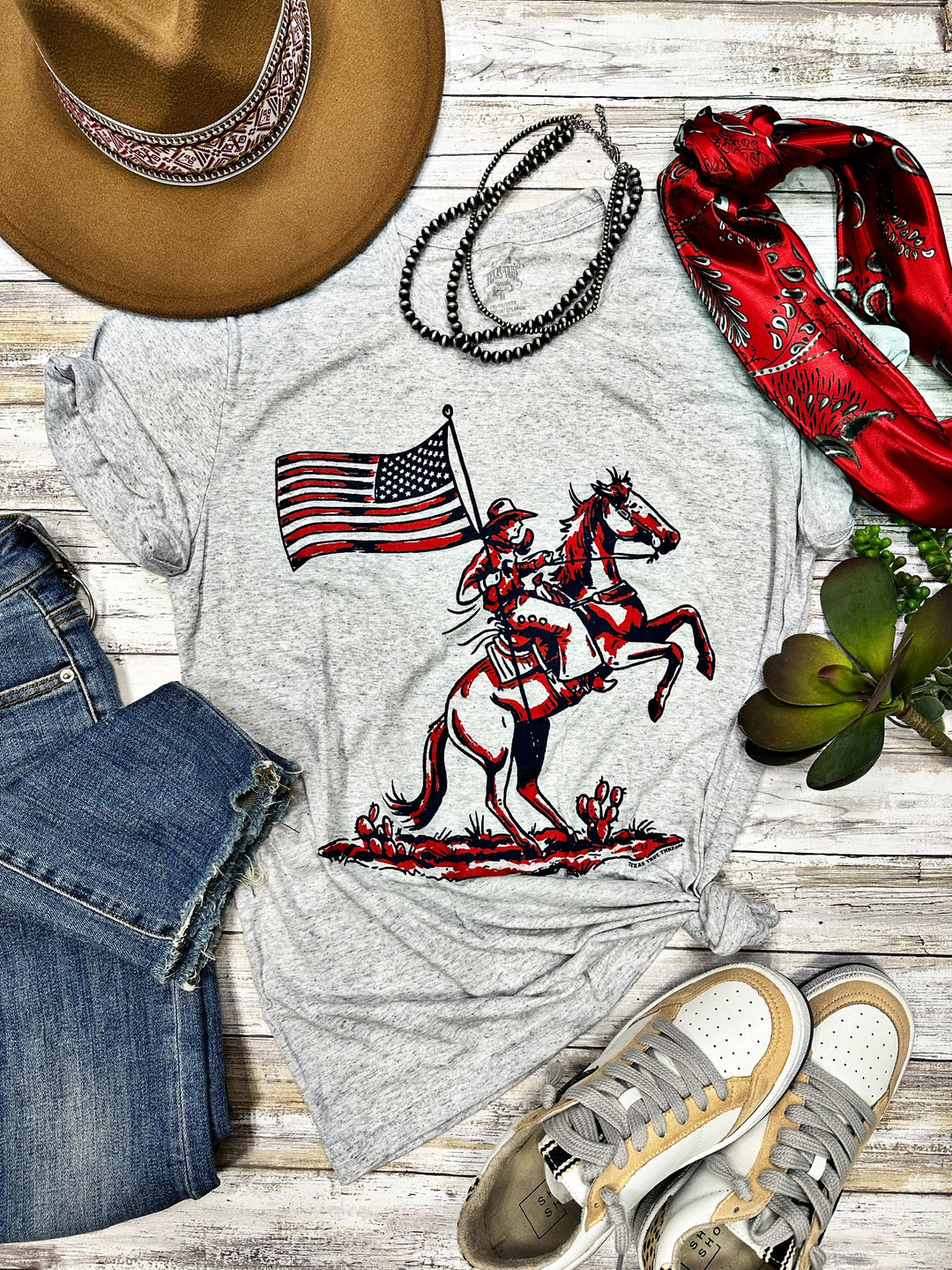 USA Patriotic Cowboy Graphic Tee by Texas True Threads