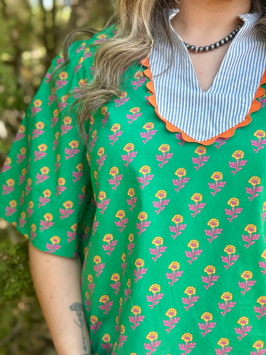 Lindee Green Floral Top