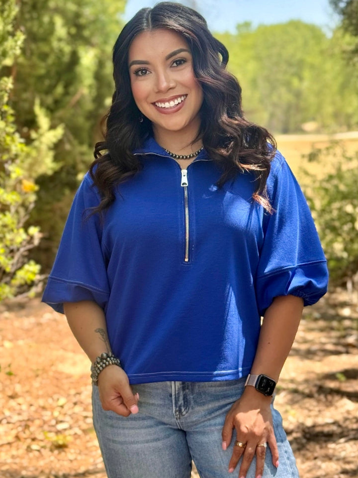 I'm A Fan 1/4 Zip Top