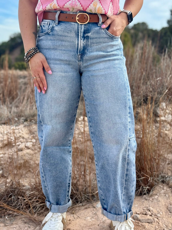 Lennon Medium Wash Barrel Jean