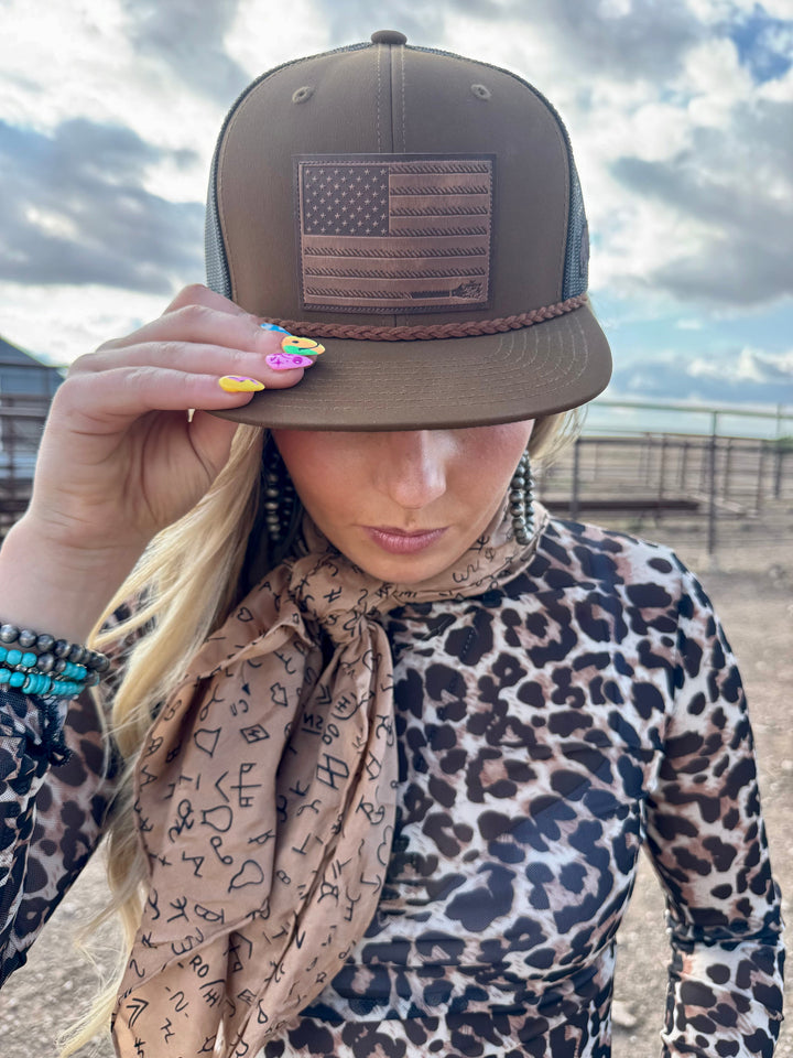 Liberty Roper Brown Leather Patch Cap by Hooey