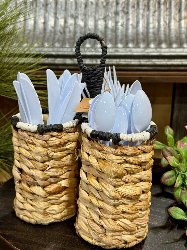 Stripe Woven Utensil Holder by Mudpie