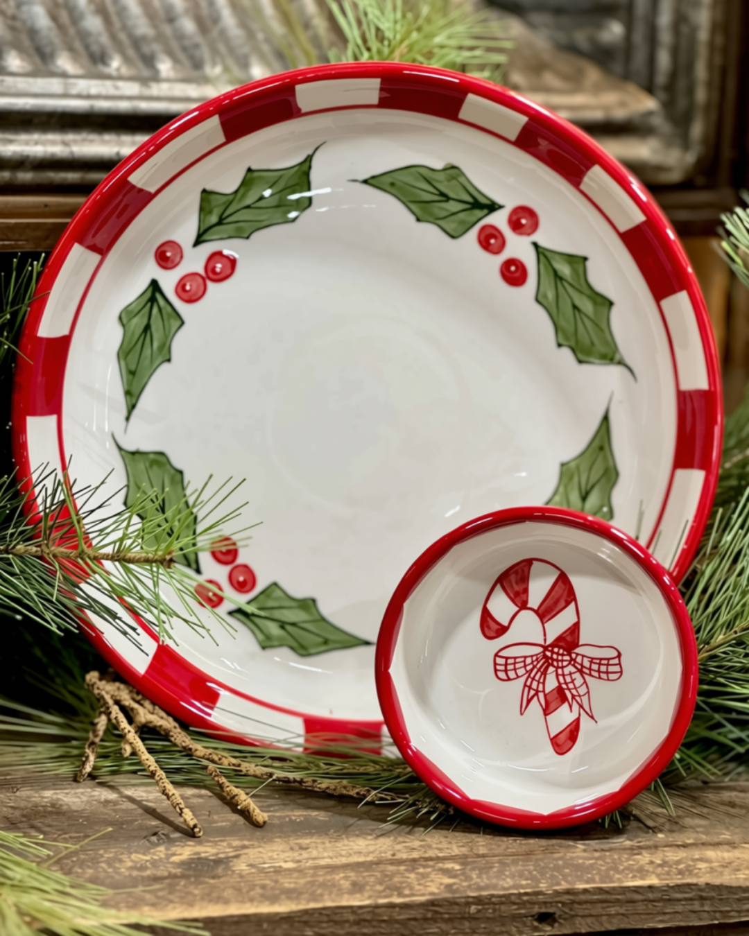 Holly Chip & Dip Set by Mud Pie